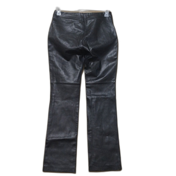 VTG Gap leather pants Women 4 black bootcut 28x31 Biker Motorcycle Gothic Y2K - Picture 2 of 12